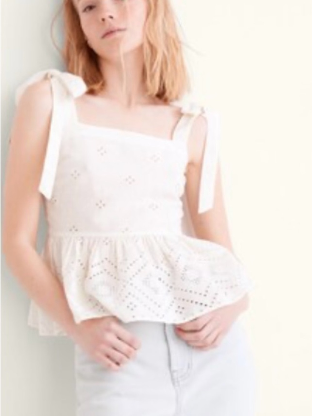 Madewell Cream Rosalie tie strap top